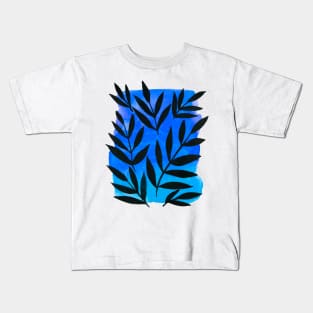 Black branches - blue background Kids T-Shirt